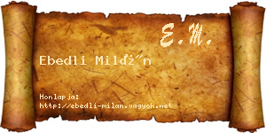 Ebedli Milán névjegykártya